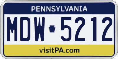 PA license plate MDW5212