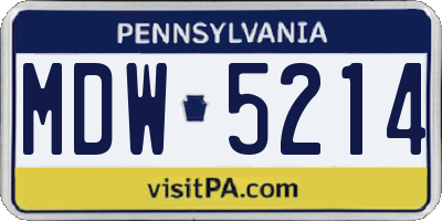 PA license plate MDW5214