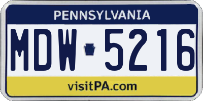 PA license plate MDW5216