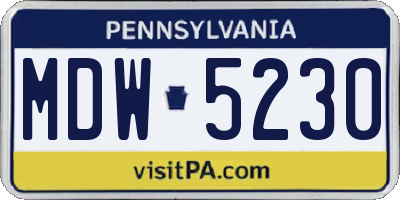 PA license plate MDW5230