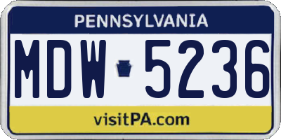 PA license plate MDW5236