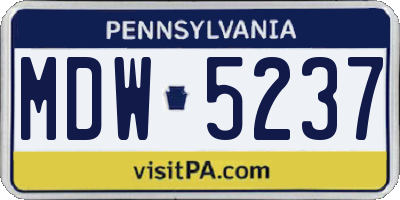PA license plate MDW5237