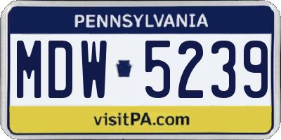 PA license plate MDW5239