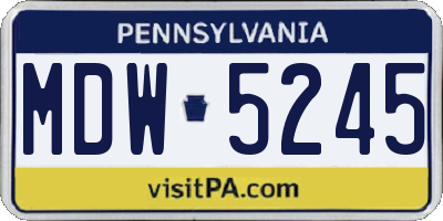 PA license plate MDW5245