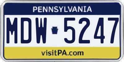 PA license plate MDW5247