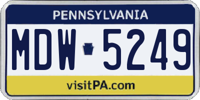 PA license plate MDW5249