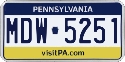 PA license plate MDW5251