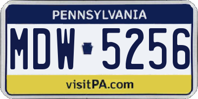 PA license plate MDW5256