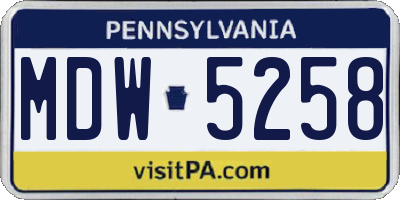 PA license plate MDW5258
