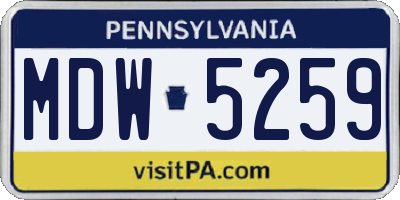 PA license plate MDW5259