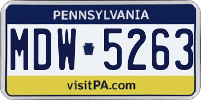 PA license plate MDW5263
