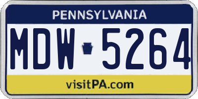 PA license plate MDW5264