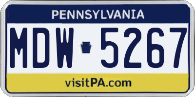 PA license plate MDW5267