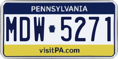 PA license plate MDW5271