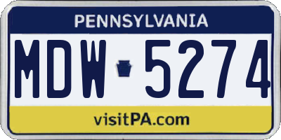 PA license plate MDW5274