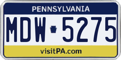 PA license plate MDW5275