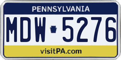 PA license plate MDW5276