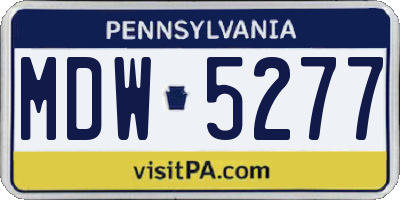 PA license plate MDW5277