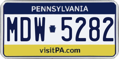 PA license plate MDW5282