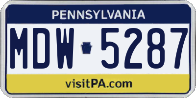 PA license plate MDW5287