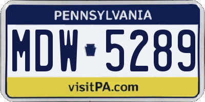 PA license plate MDW5289