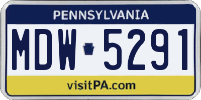 PA license plate MDW5291