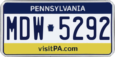 PA license plate MDW5292