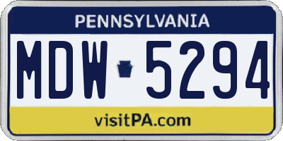 PA license plate MDW5294