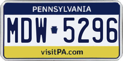 PA license plate MDW5296