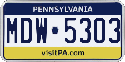 PA license plate MDW5303