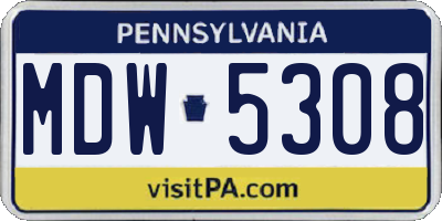 PA license plate MDW5308