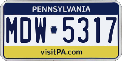 PA license plate MDW5317