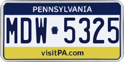 PA license plate MDW5325