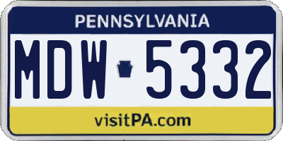 PA license plate MDW5332