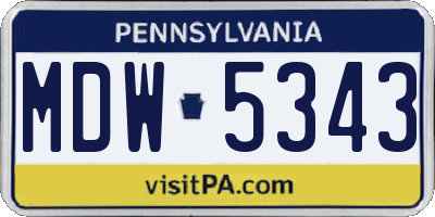 PA license plate MDW5343