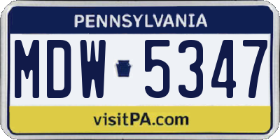 PA license plate MDW5347