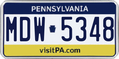 PA license plate MDW5348