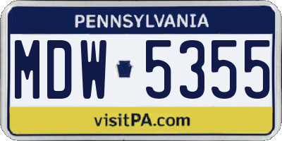 PA license plate MDW5355