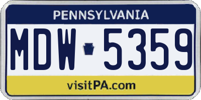 PA license plate MDW5359