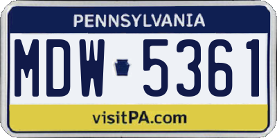PA license plate MDW5361