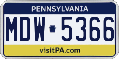 PA license plate MDW5366
