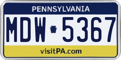 PA license plate MDW5367