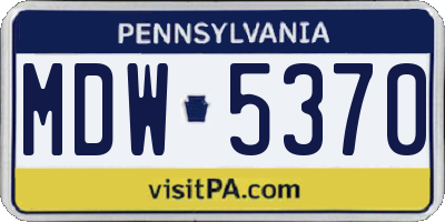 PA license plate MDW5370