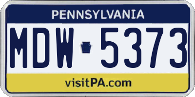 PA license plate MDW5373