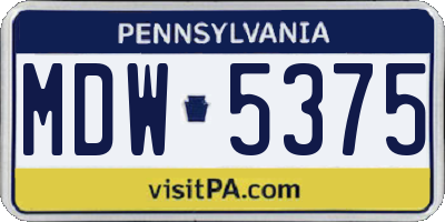 PA license plate MDW5375