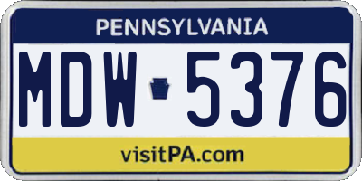 PA license plate MDW5376