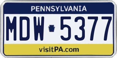 PA license plate MDW5377