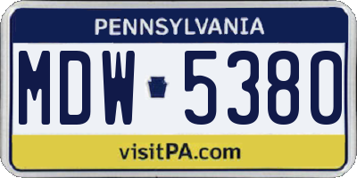 PA license plate MDW5380