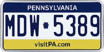 PA license plate MDW5389