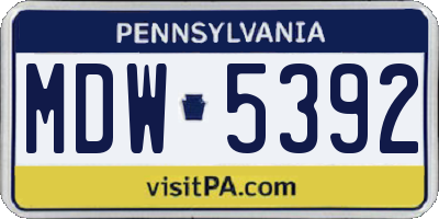 PA license plate MDW5392